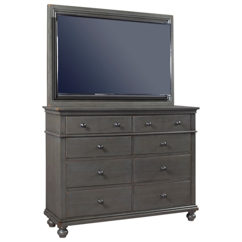 Transitional Media Chest with TV Mount and Drop-Front Drawer