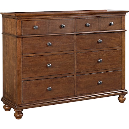 Transitional 8 Drawer Chesser with Drop-Front Drawer