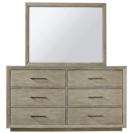 Contemporary Dresser and Mirror Set with Felt and Cedar Lined Drawers