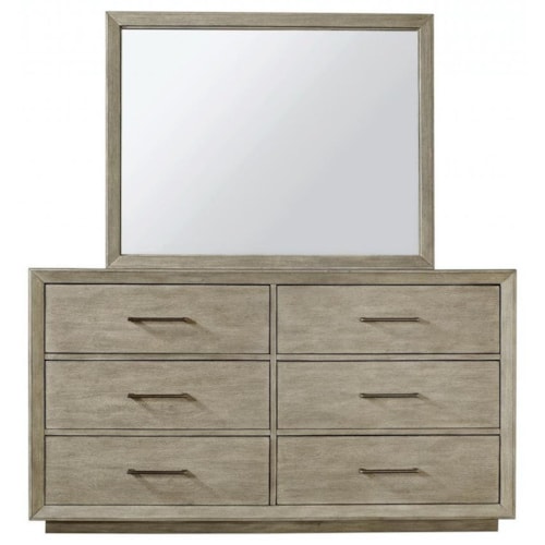 Contemporary Dresser and Mirror Set with Felt and Cedar Lined Drawers