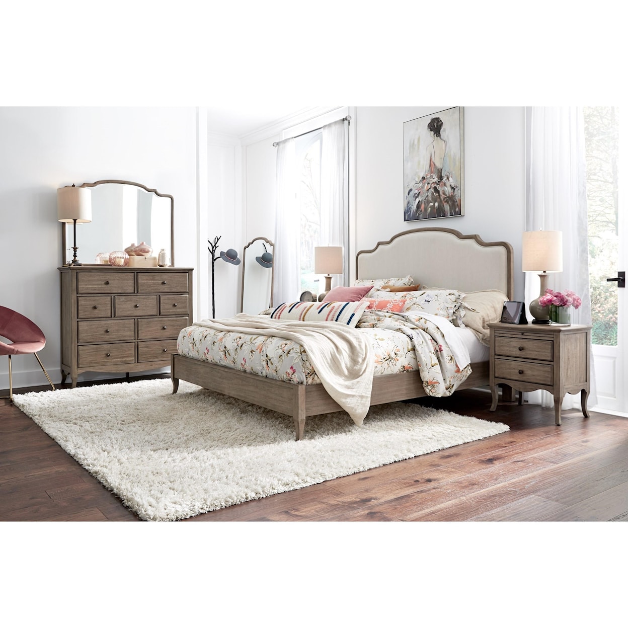 Aspenhome Provence King Upholstered Panel Bed