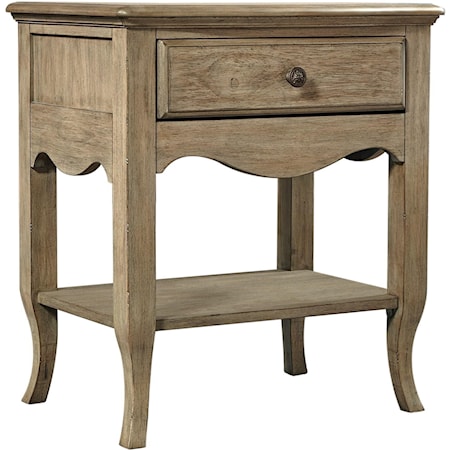 Casual 1-Drawer Nightstand with Felt-Lined Top Drawer and Open Bottom Shelf