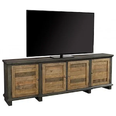 Rustic 96" Console with Adjustable Shelving and Wire Management