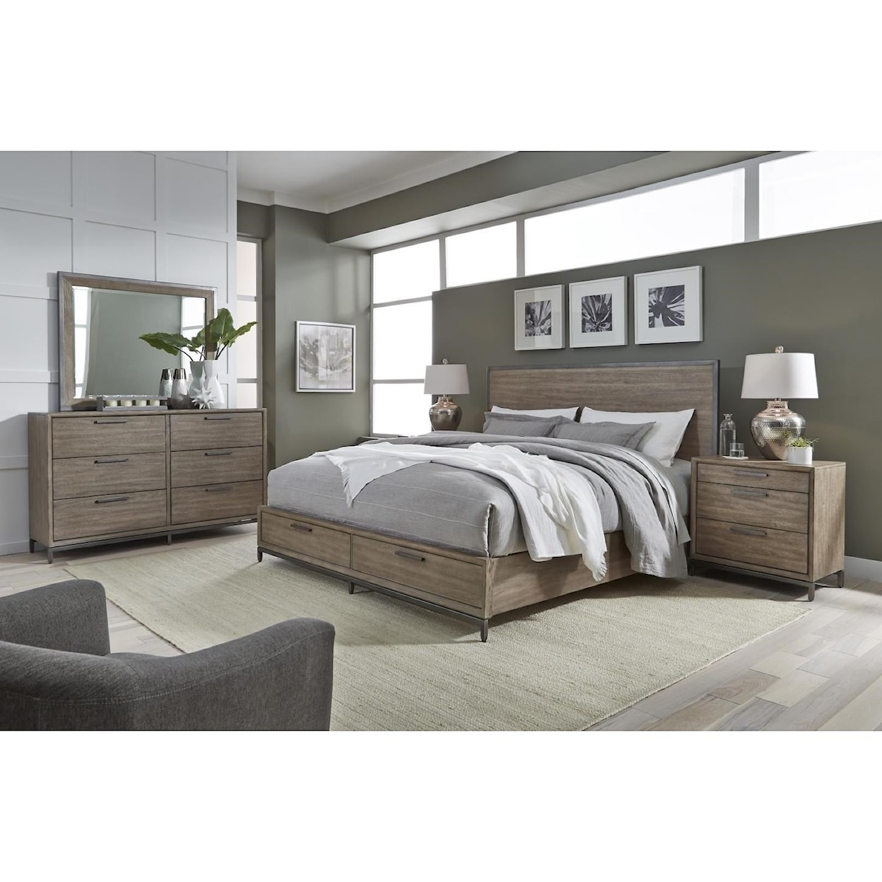 Aspenhome Leona Queen Panel Storage Bed