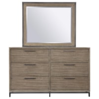 Transitional Dresser and Mirror Set with Felt-Lined Top Drawers