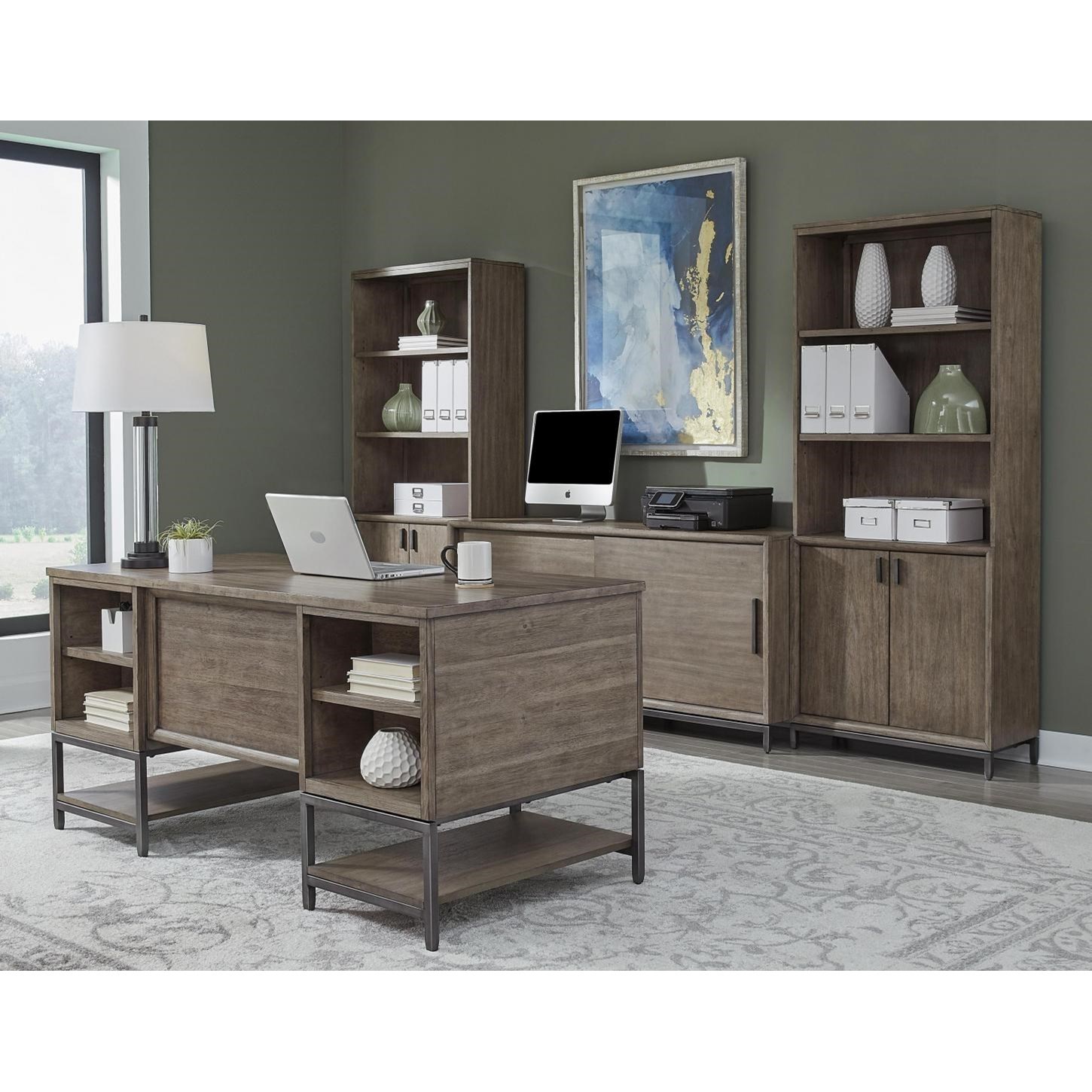 Aspenhome Trellis 792143821 Transitional Bookcase with Concealed