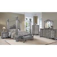 Traditional King Canopy Bed with Detailed Molding