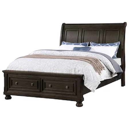 Queen Sleigh Bed with Footboard Storage Drawers
