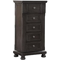 Traditional 5-Drawer Swing Lingerie Chest with Back Mirror