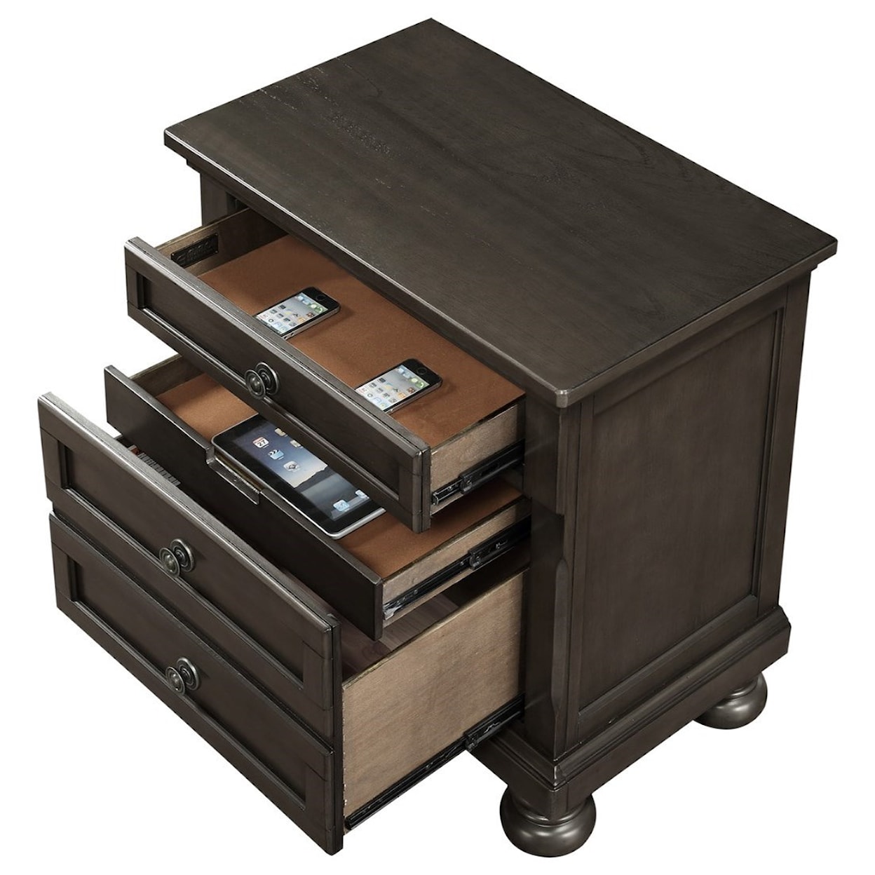 Avalon Furniture Stella 2-Drawer Nightstand w/ Hidden Drawer W/ USB