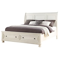 Traditional King Sleigh Bed with Storage Footboard
