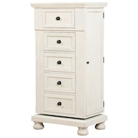 Traditional 5-Drawer Swing Lingerie Chest with Back Mirror