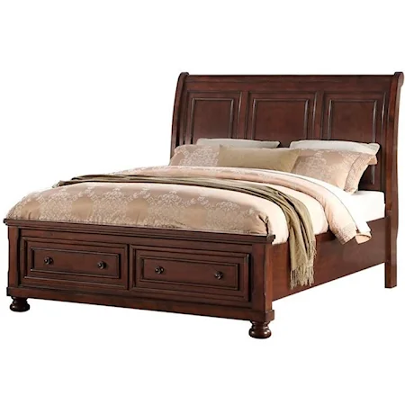 Traditional Queen Sleigh Bed with Storage Footboard