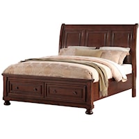 Traditional King Sleigh Bed with Storage Footboard