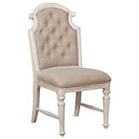 Relaxed Vintage Dining Side Chair with Button Tufted Back