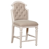 Relaxed Vintage Gathering Chair with Button Tufted Back