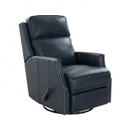 Aniston Manual Leather Swivel Glider Recliner - Barone Navy Blue