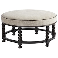 Naples Round Cocktail Ottoman with Spool-Turned Base