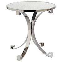 Grace Metal Lamp Table with Antiqued Mirrored Glass Top