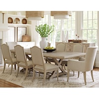9-Piece Dining Set with Rockpoint Table,  Aidan Linen Chairs, Serra Linen Chairs