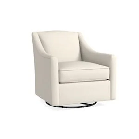 Transitional Upholstered Swivel Chair with Track Arms