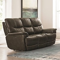 Casual Power Reclining Sofa with Power Headrests and USB Port