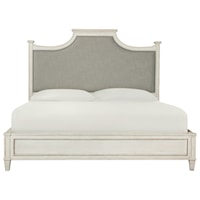 Cottage Twin Upholstered Bed with Weathered Finish