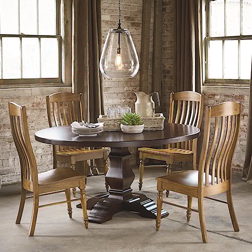Bassett Bench Made Four Person Round Tavern Table Set