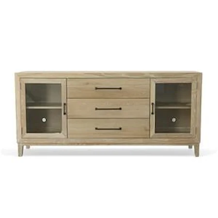 Oak Sideboard in Washed Linen with Pewter Bar Pulls