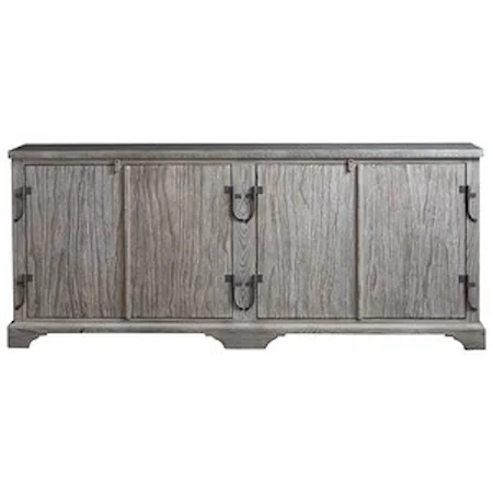 75" Rustic Solid Wood Cabinet with Hand-Tacked Tin Top
