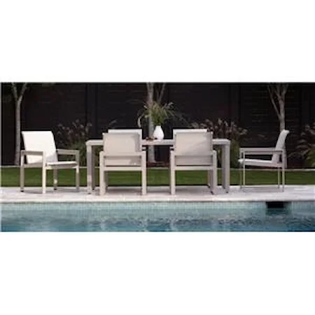 Outdoor Rectangular Dining Table with 6 Arm Chairs