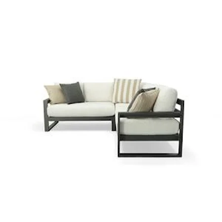 Outdoor Track Arm Aluminum Sectional with Throw Pillows