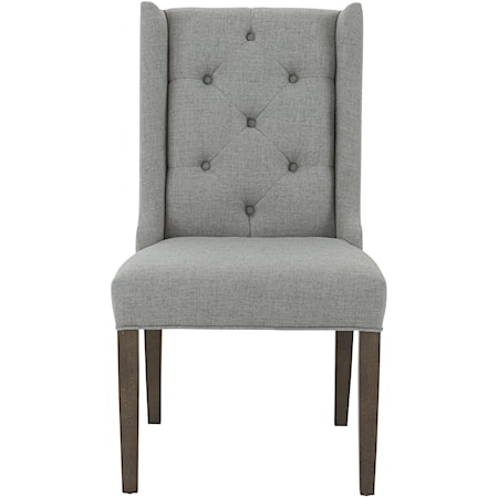 Customizable Wing Back Side Chair with Tufted Back