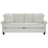 Custom Design 90" Sofa with Panel Rolled Arms and Tapered Feet