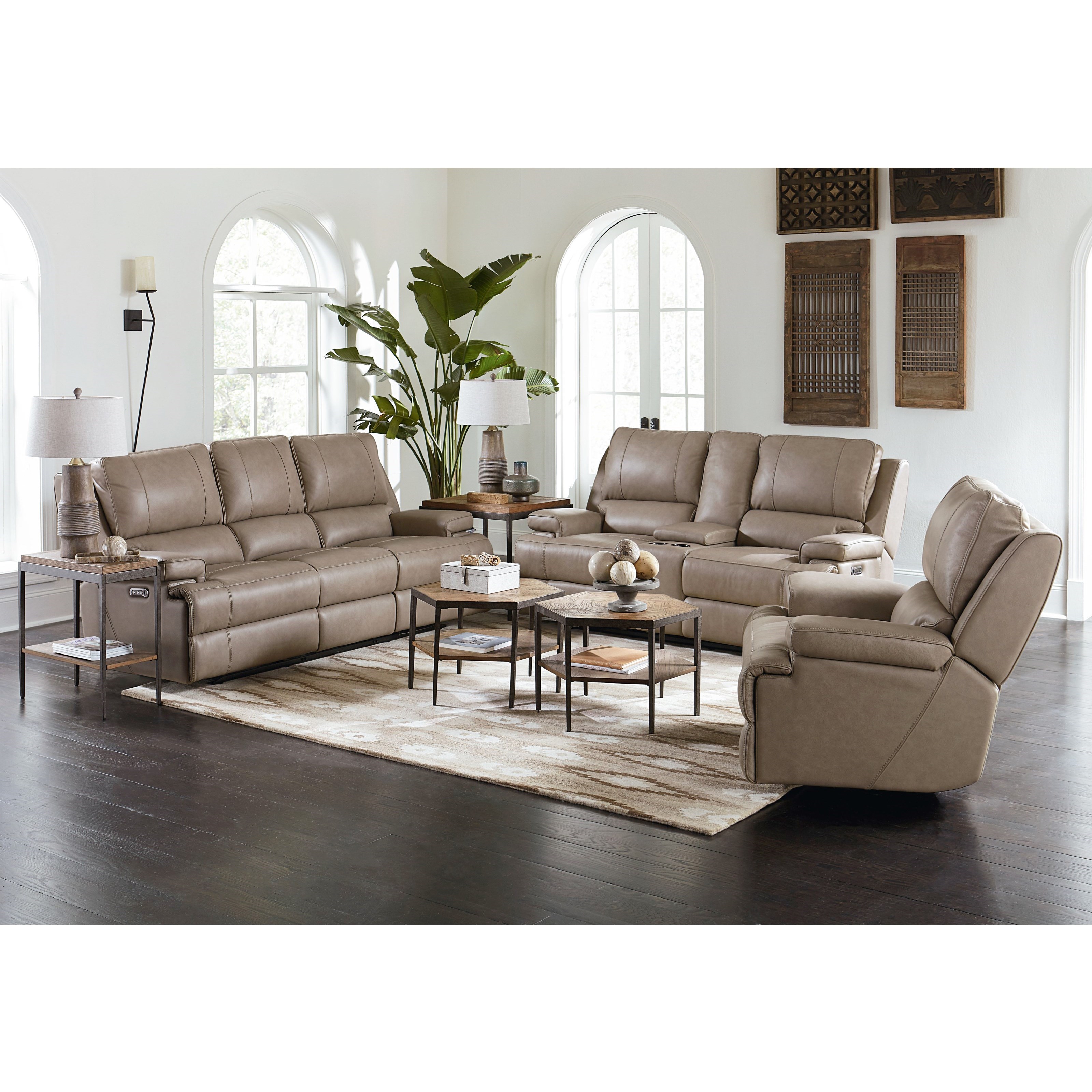 Bassett Club Level - Parsons Double Reclining Loveseat w/ Power Headrests