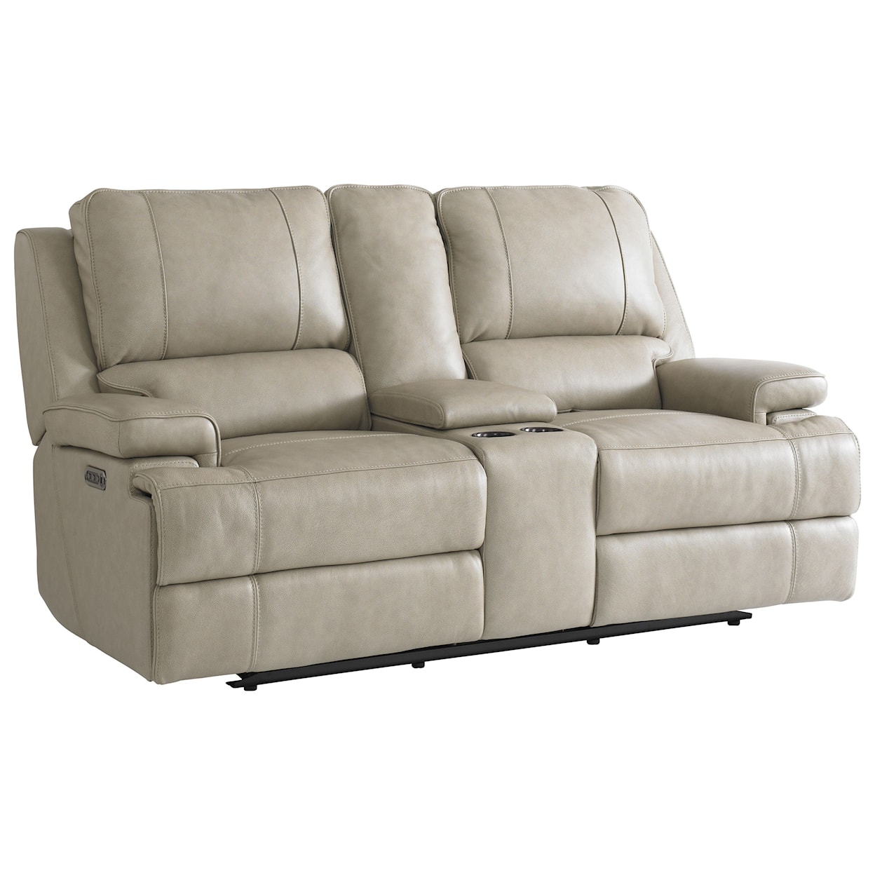 Bassett Club Level - Parsons Double Reclining Loveseat w/ Power Headrests