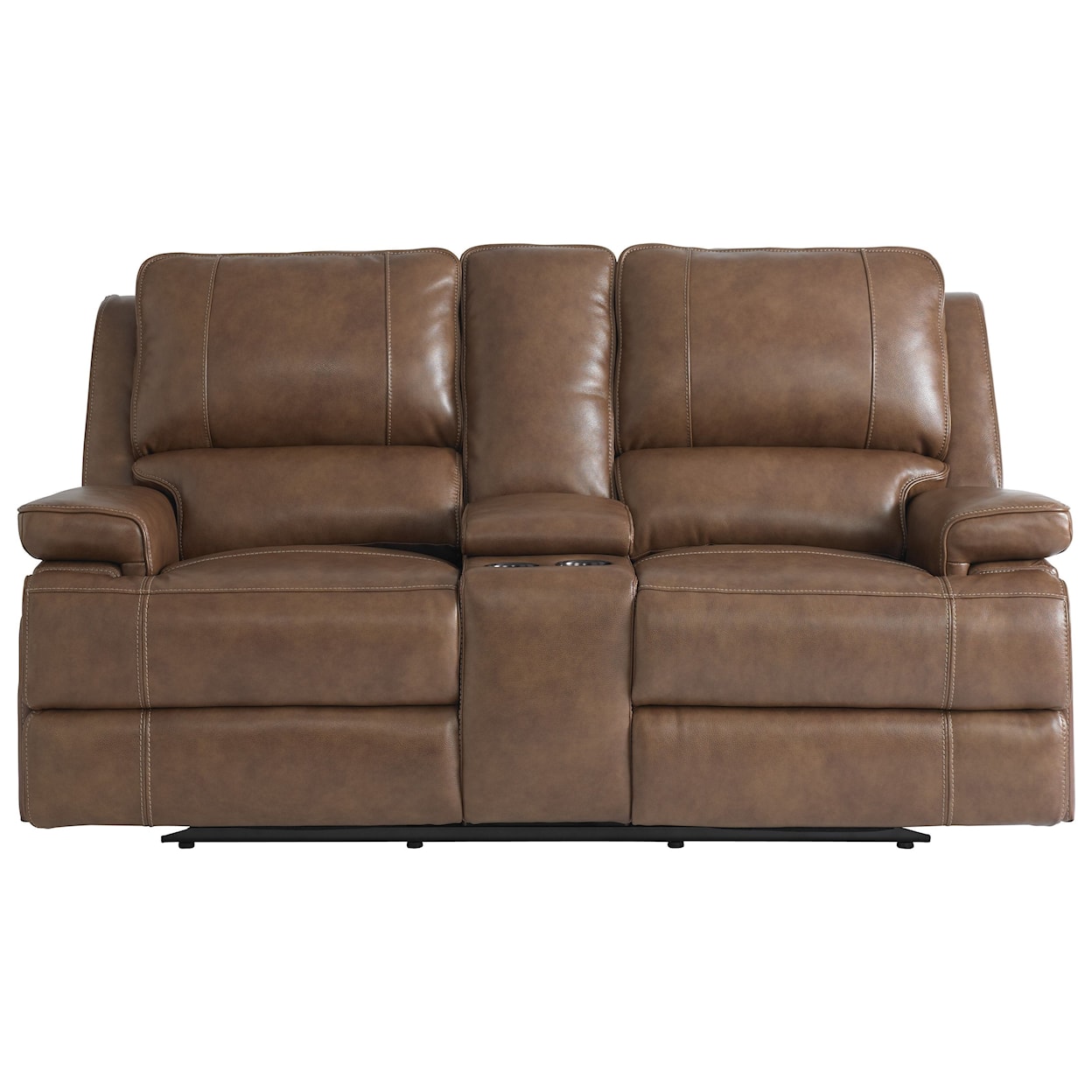 Bassett Club Level - Parsons Double Reclining Loveseat w/ Power Headrests