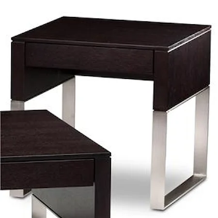 End Table with Drawer and Satin-Nickel Finished Steel Legs