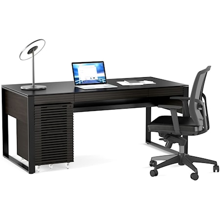 Contemporary Desk with Locking File Cabinet