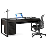 Contemporary Desk with Locking File Cabinet