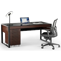 Contemporary Desk with Locking File Cabinet