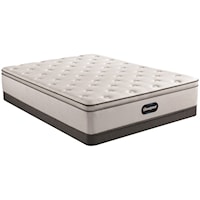Full 13 1/2" Plush Pillow Top Pocketed Coil Mattress and 6" Low Profile Steel Foundation