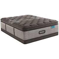 King 17 1/4" Medium Pillow Top Premium Pocketed Coil Mattress and 5" Low Profile Foundation