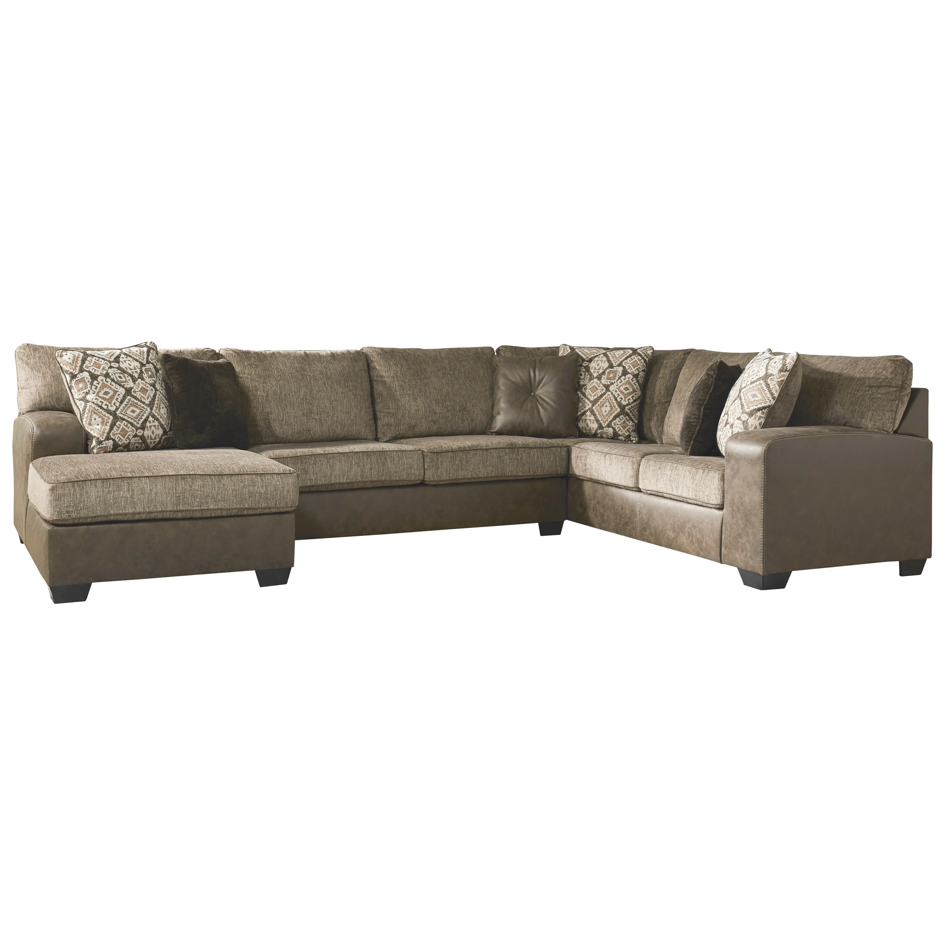 Benchcraft Abalone 91302S1 Brown Faux Leather/Fabric 3Piece Sectional