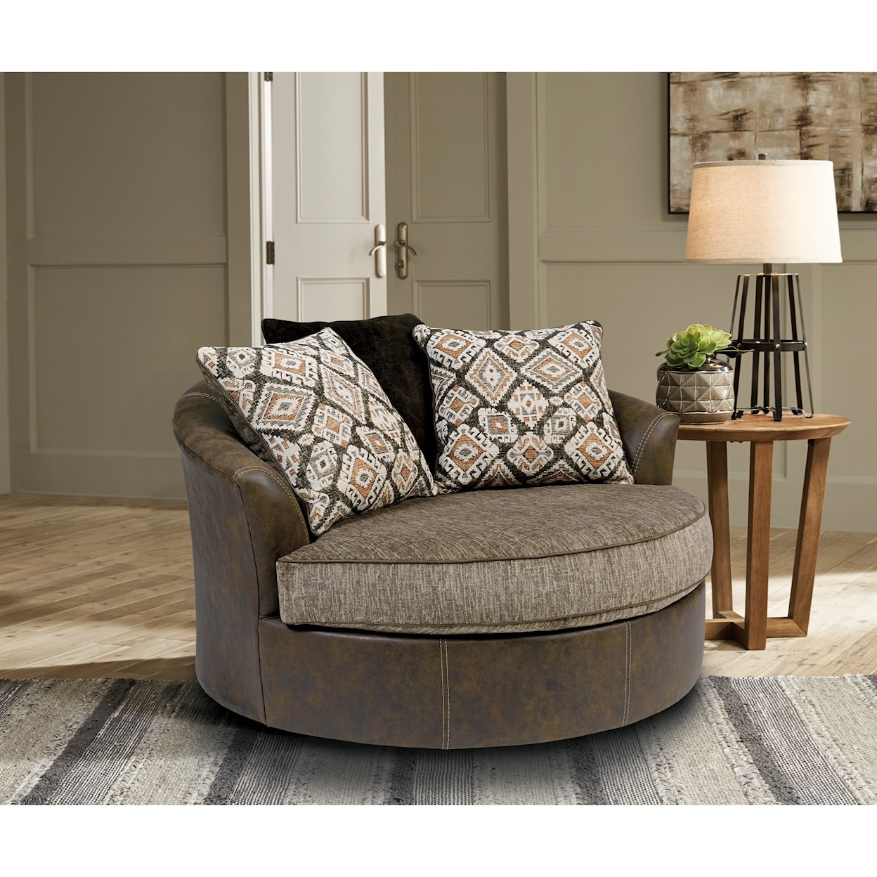 Ashley Furniture Benchcraft Abalone Oversized Swivel Accent Chair