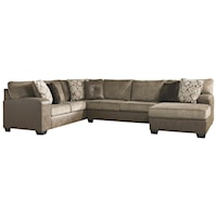 Brown Faux Leather/Fabric 3-Piece Sectional with Chaise