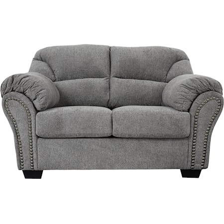 Loveseat with Pillow Arms and Nailhead Trim