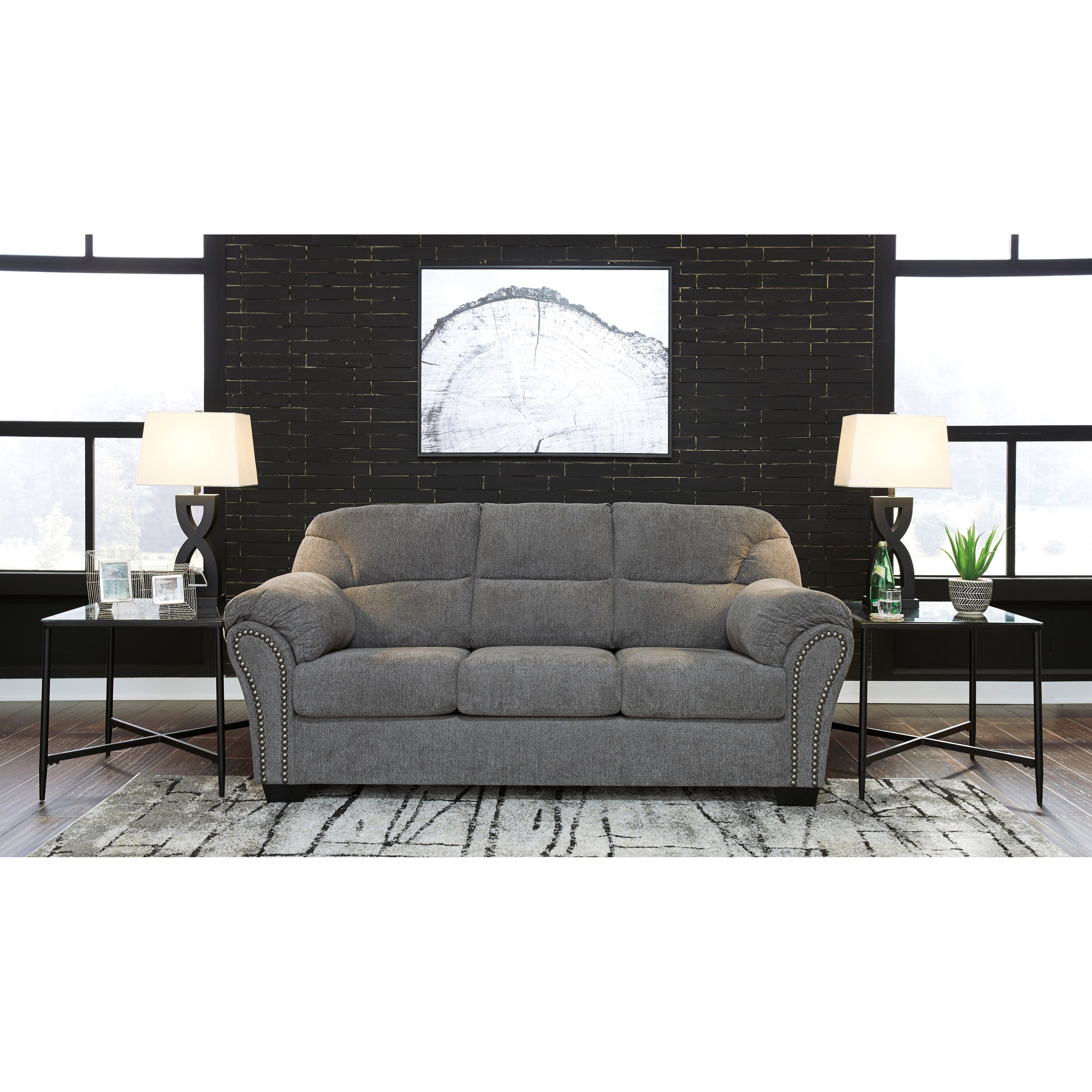 Benchcraft Allmaxx 2810538 Sofa with Pillow Arms and Nailhead Trim