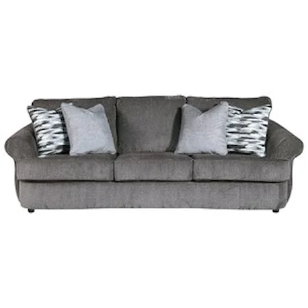 Curved Front Sofa in Gray Fabric