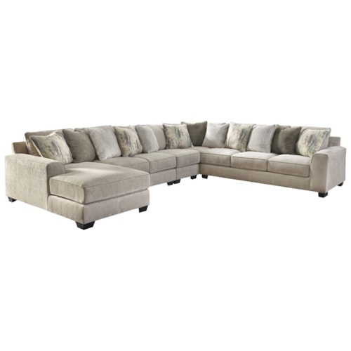 Contemporary 5-Piece Sectional with Left Chaise